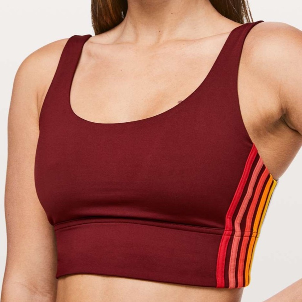 lululemon athletica Burgundy Sports Bra with Multicolor Stripes